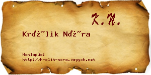 Králik Nóra névjegykártya